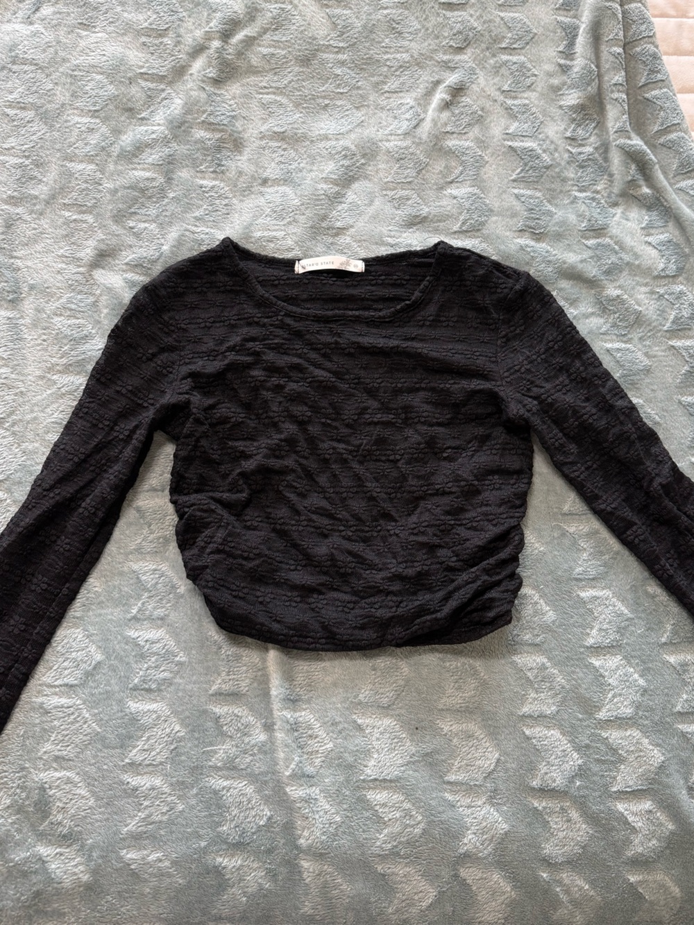 Altar'd State Black Textured Long Sleeve Tee